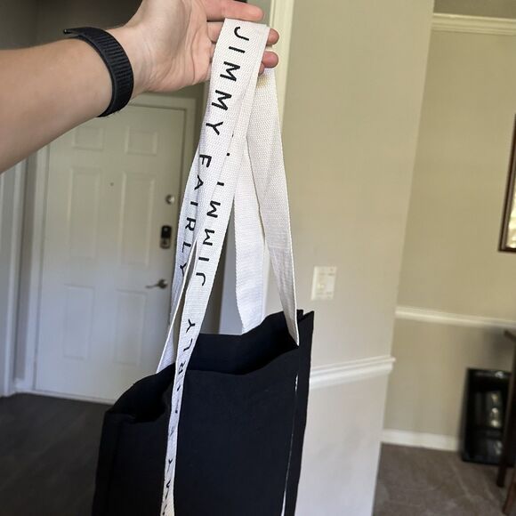 Jimmy Fairly Tote Bag Black & Cream Cotton Carry All Shopper - Picture 4 of 11